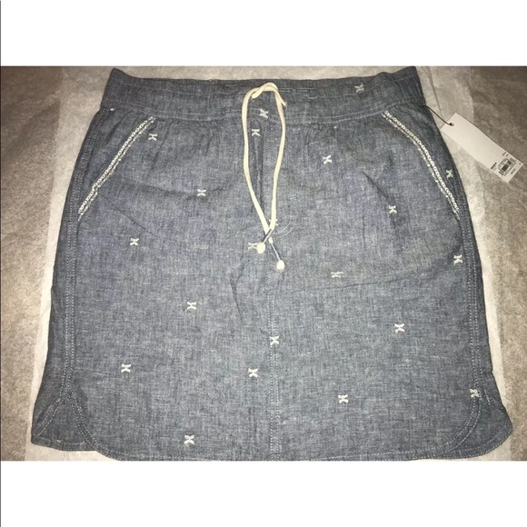 NWT Women's SONOMA Embroidered Linen Blend Skirt - Picture 7 of 10